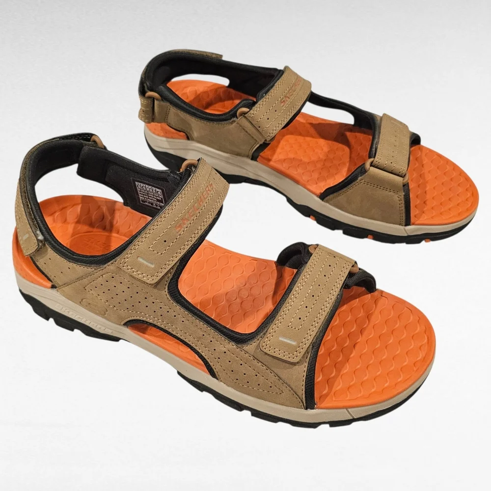 Skechers Men's Tresmen Garo Sandals Relaxed Fit Luxe Foam 204105 Tan Size 13